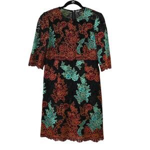 Dolce & Gabbana Multicolor Floral Lace Scalloped Dress Size 44 Approx US 8